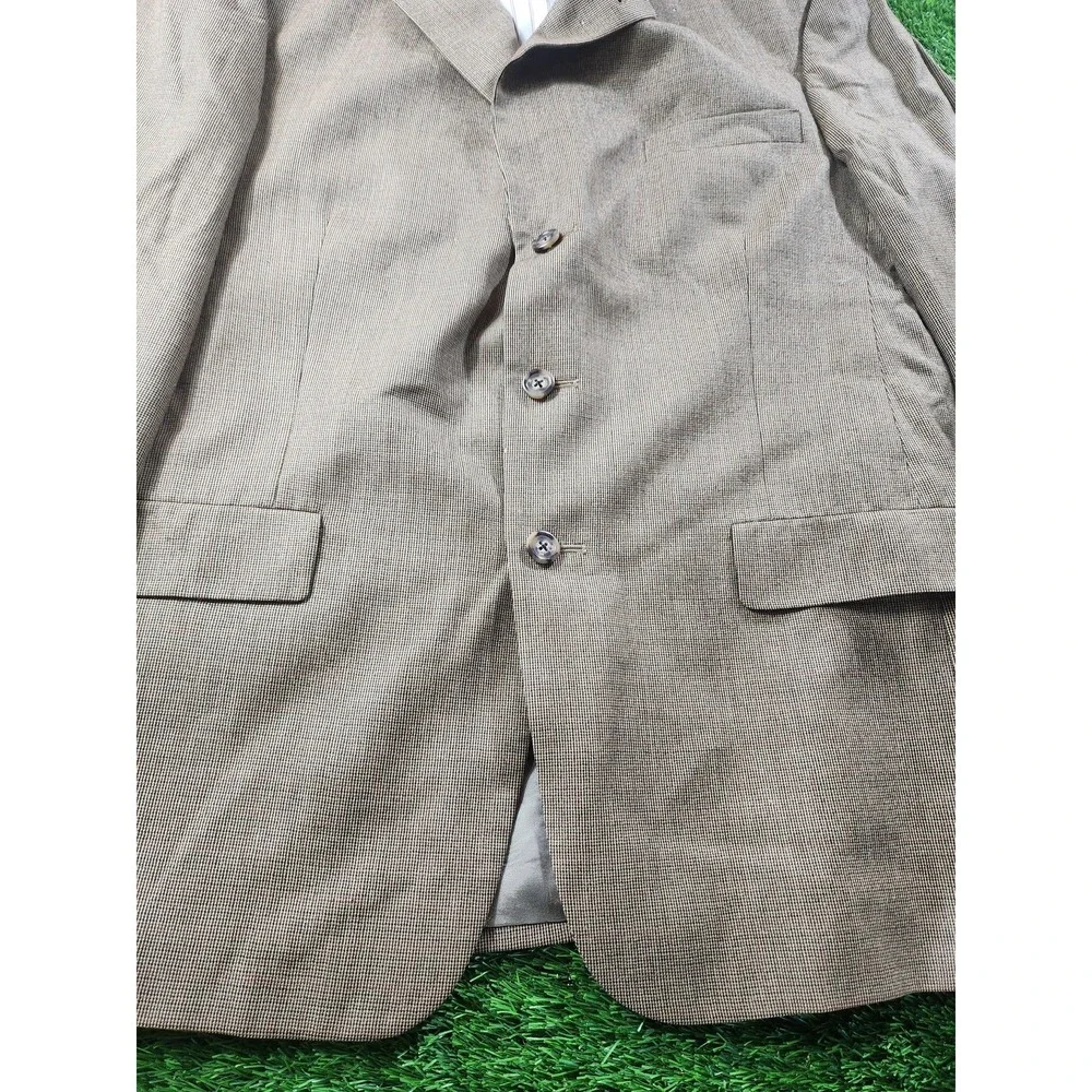 Tommy Hilfiger Sport Coat Mens 42R‎ Brown Wool Three Button Check Blazer Jacket